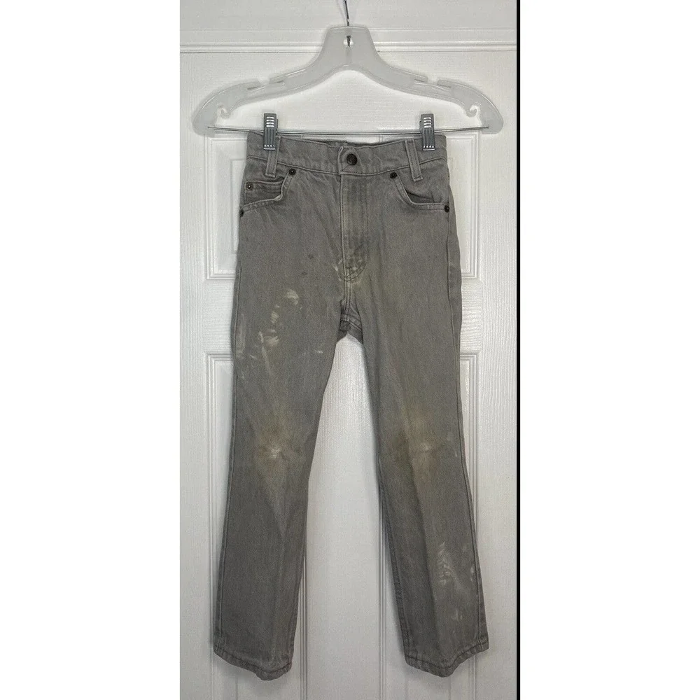 Levis Youth Boys Silver tab Jeans Size 7 Grey Heavily Distressed See Desc